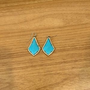 Kendra Scott gold earrings with turquoise stone
